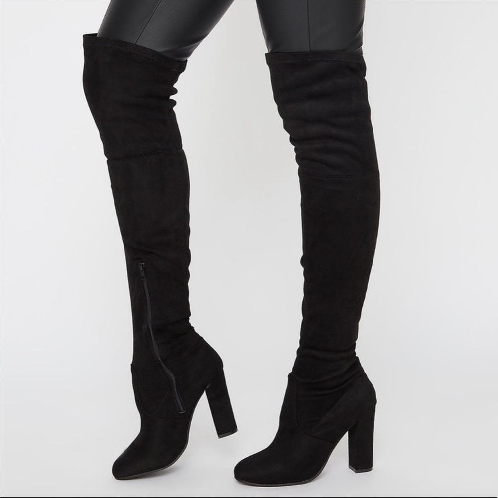 Suede Over The Knee Heeled Boots